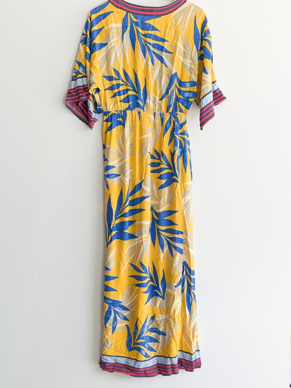 Flying Tomato Yellow And Red Tropical Resortwear Beach Kimono Maxi Dress Large - Picture 4 of 6